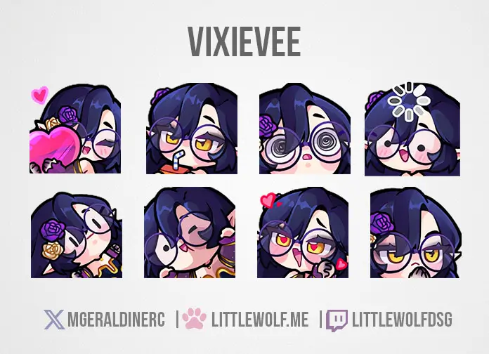 Custom Emotes Commission for Vtuber Vixievee