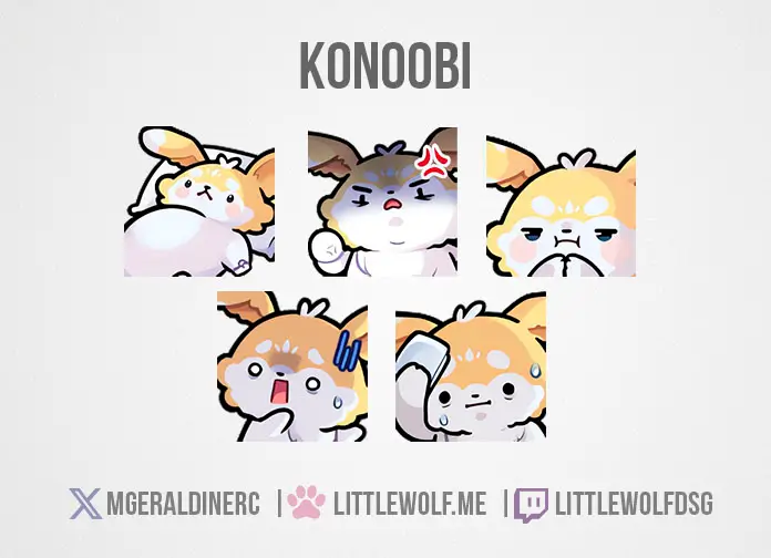 Custom Emotes Commission for Vtuber Konoobi