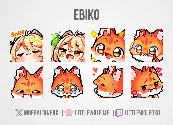 Custom Emotes Commission for Vtuber Ebiko