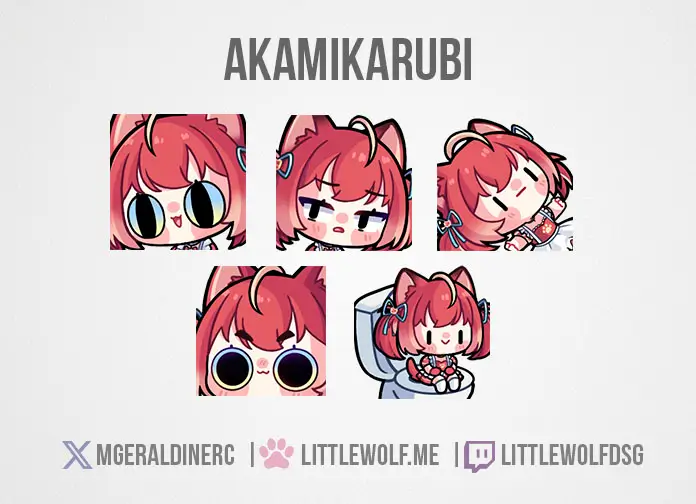 Custom Emotes Commission for Vtuber Akamikarubi